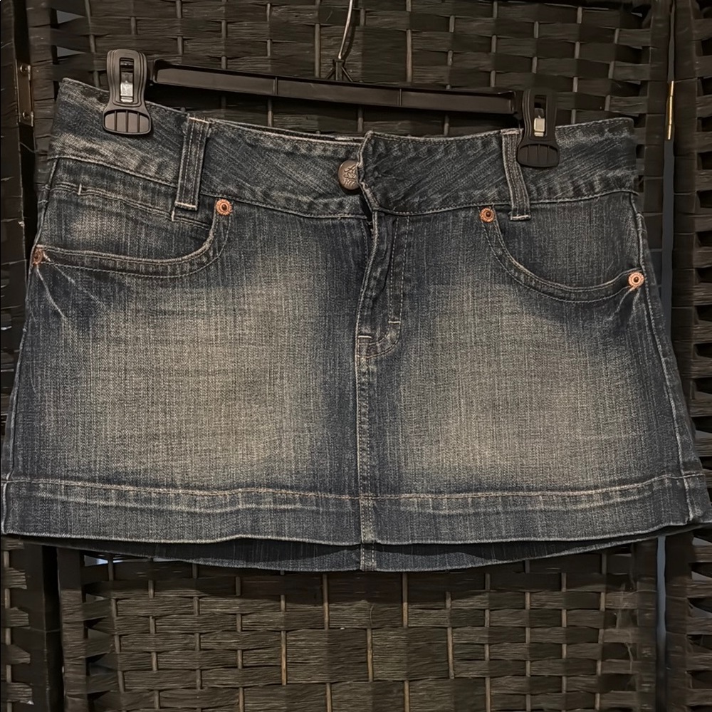 American Eagle Outfitters Dark Blue Washed Denim Mini Skirt